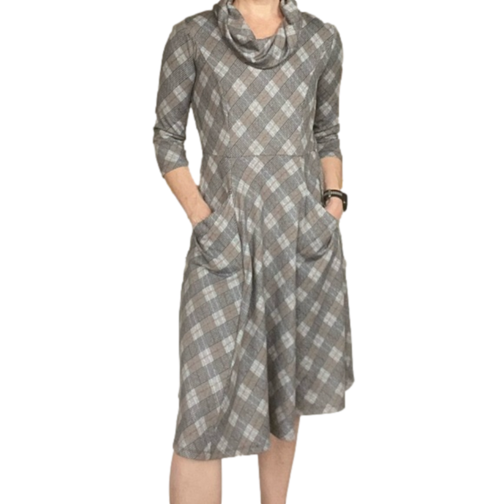 ROBBIE BEE Plaid Long Sleeve Midi Dress